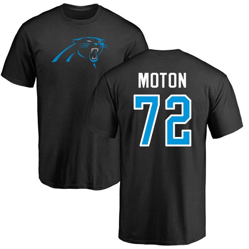 Carolina Panthers Men Black Taylor Moton Name and Number Logo NFL Football #72 T Shirt